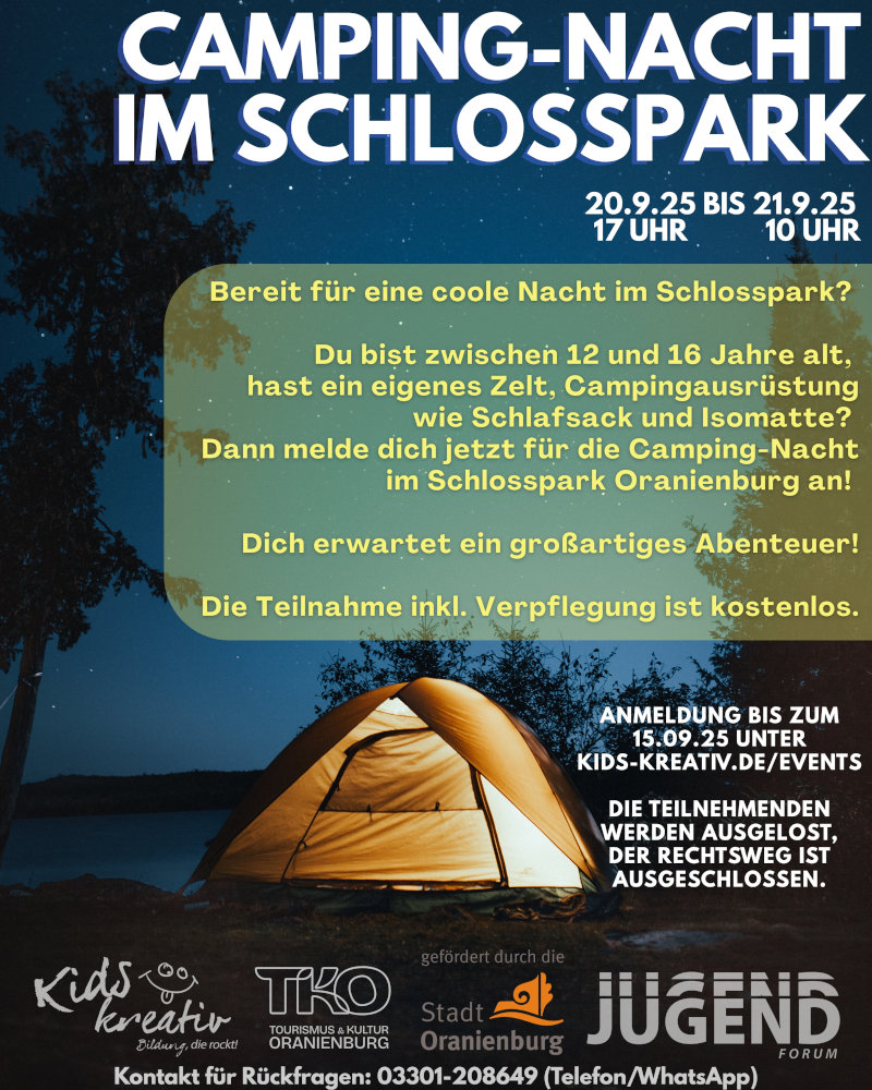 Plakat Camping-Nacht im Schlosspark 2025