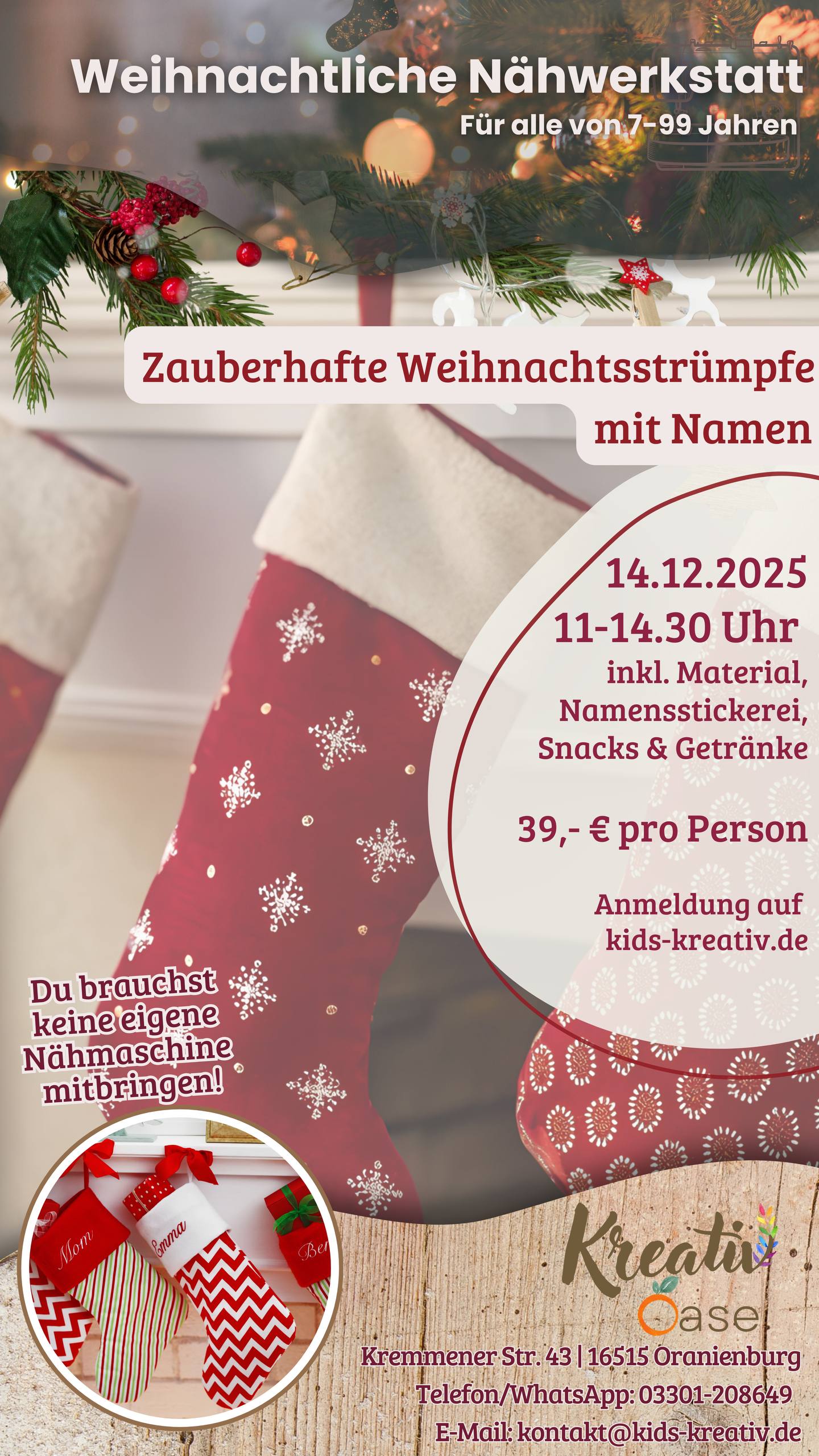 Flyer der Weihnachtlichen Nähwerkstatt